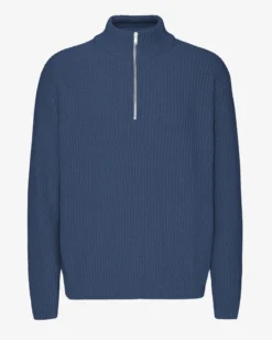 Merino Quarter Zip - Petrol Blue