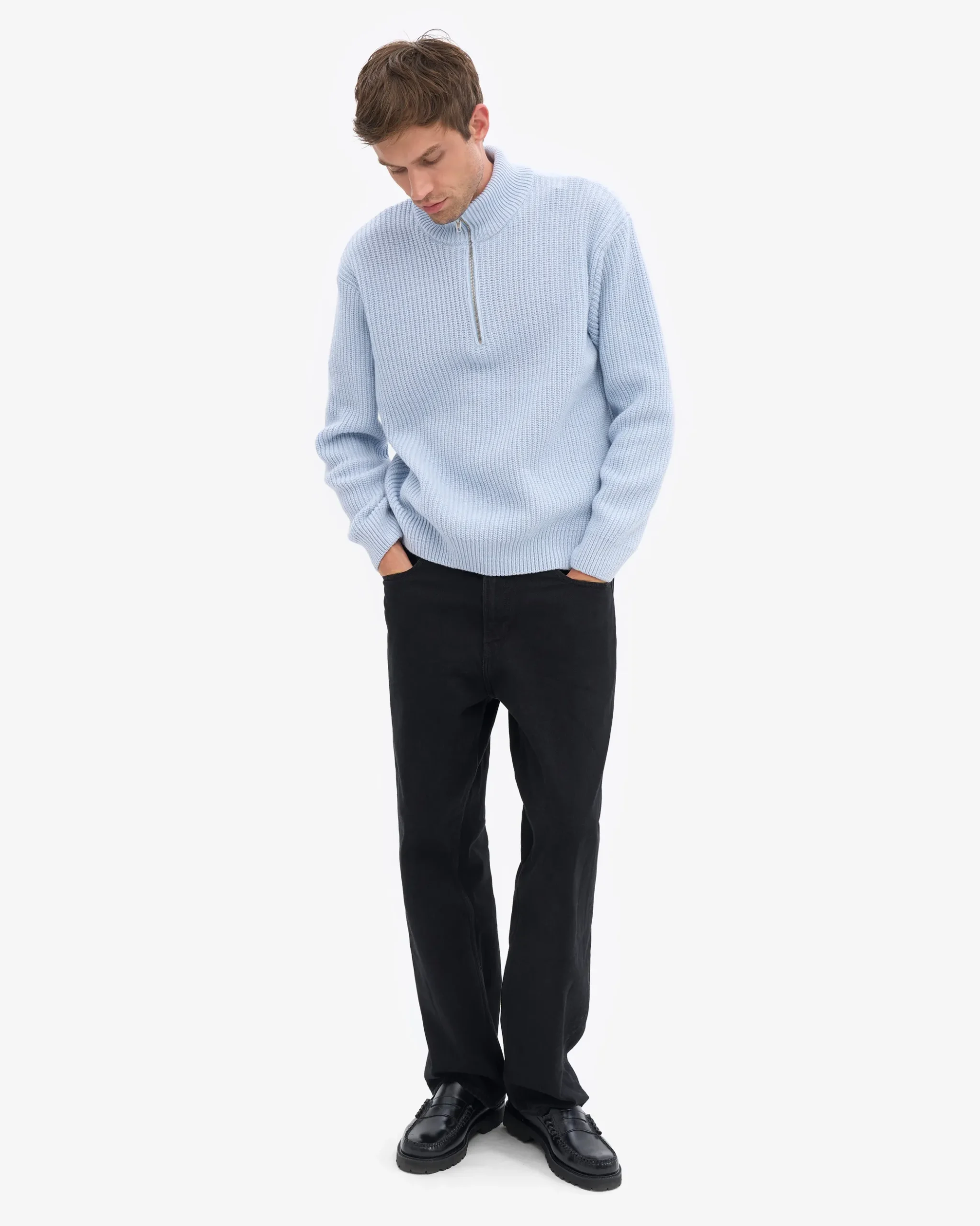 Merino Quarter Zip - Polar Blue
