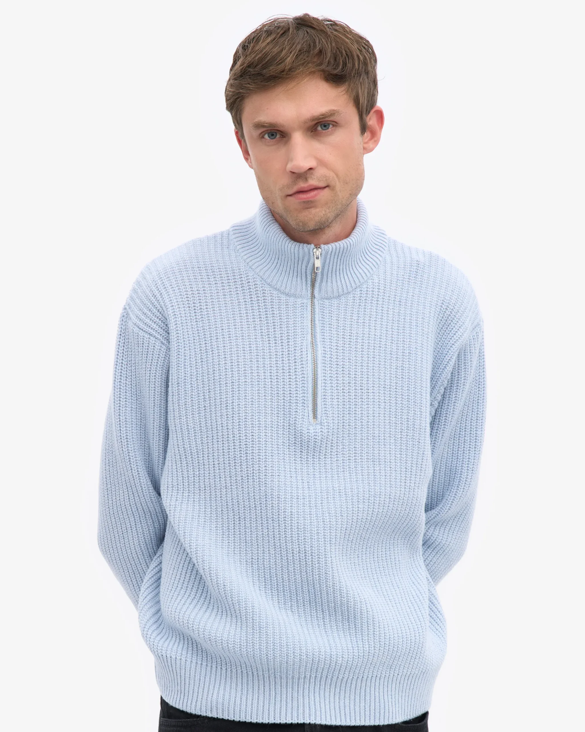 Merino Quarter Zip - Polar Blue