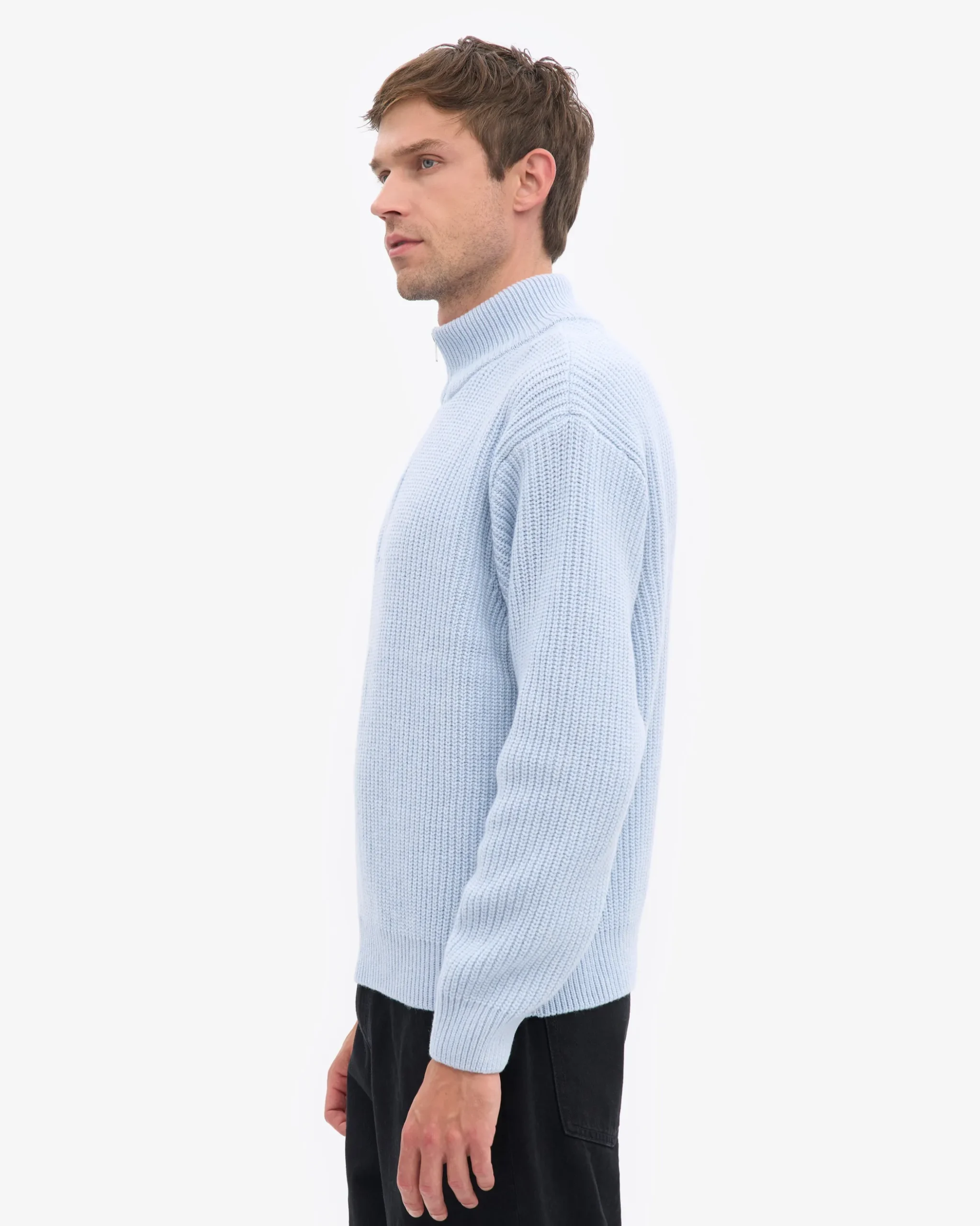 Merino Quarter Zip - Polar Blue