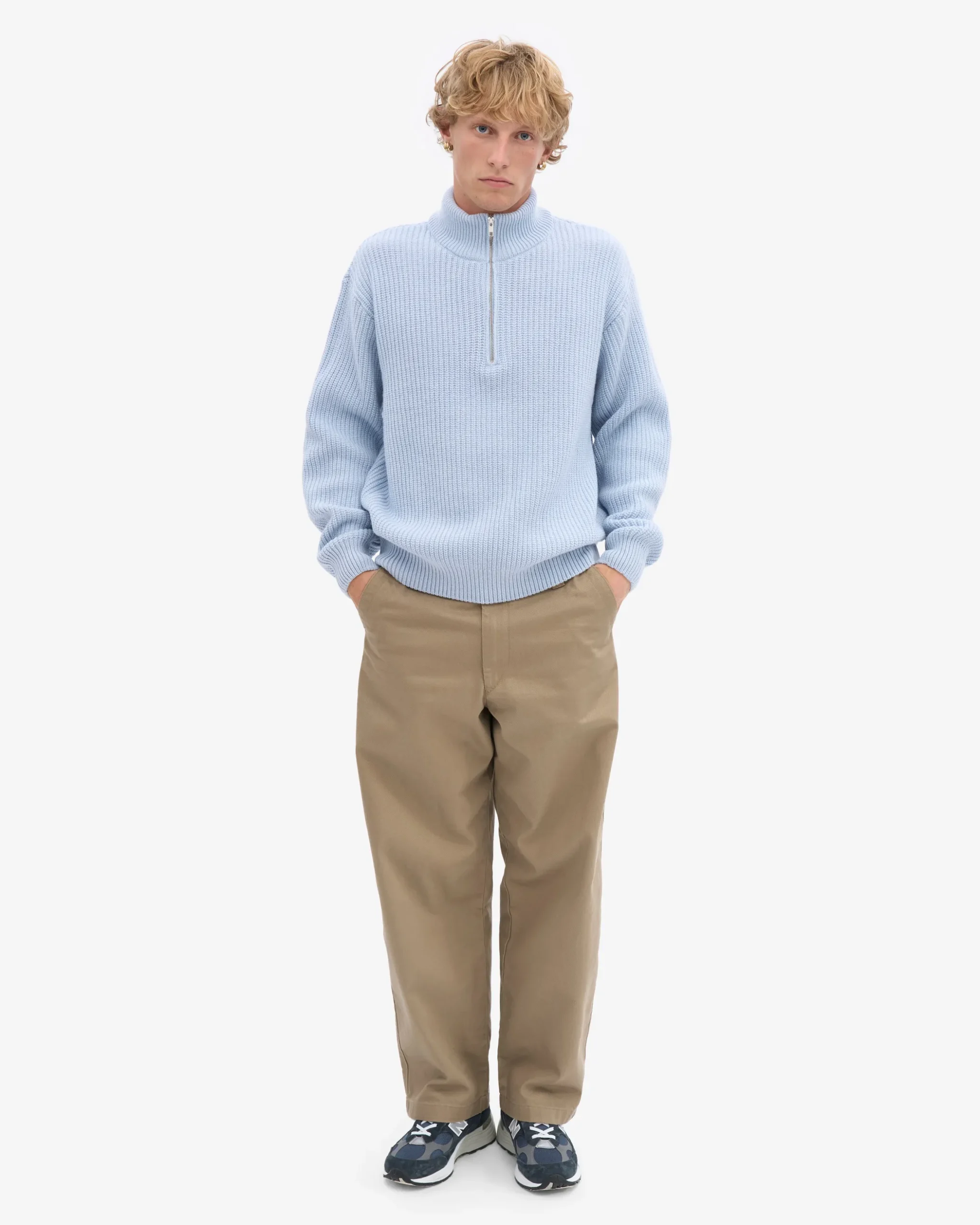 Merino Quarter Zip - Polar Blue