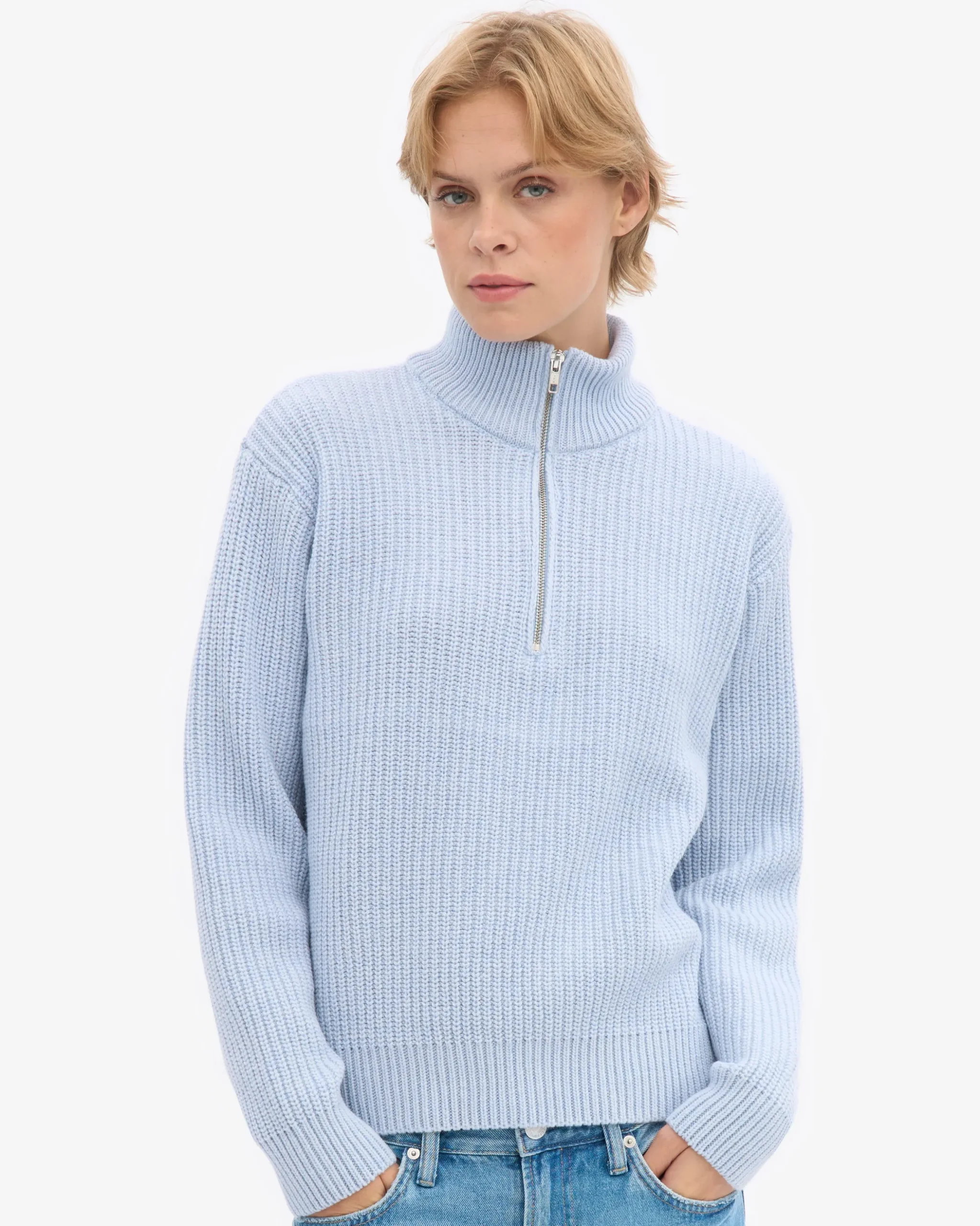 Merino Quarter Zip - Polar Blue