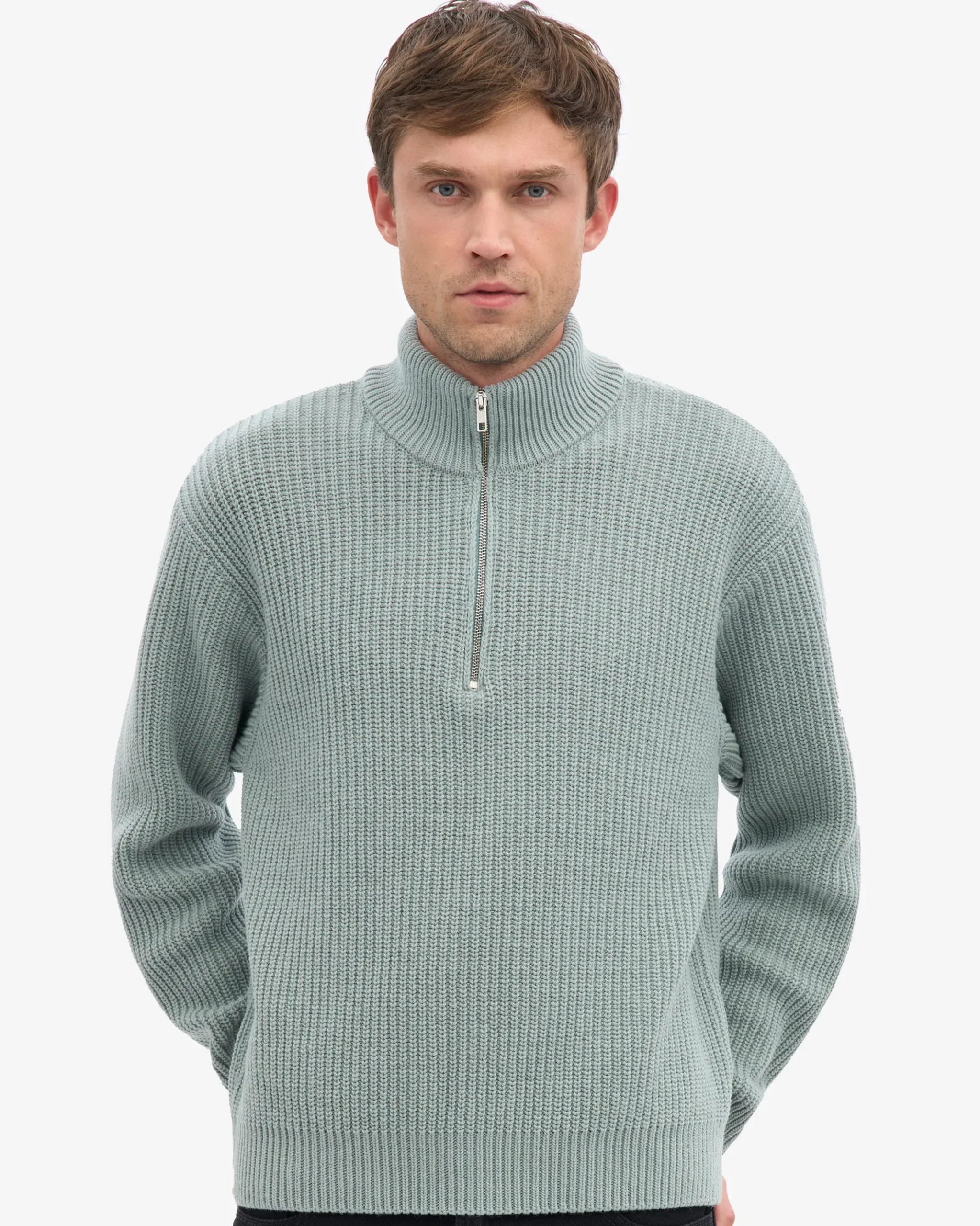 Merino Quarter Zip - Steel Blue