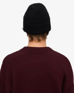 Merino Wool Beanie - Deep Black