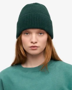 Merino Wool Beanie - Emerald Green