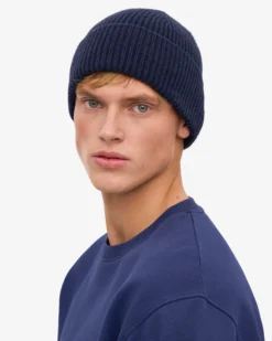 Merino Wool Beanie - Marine Blue
