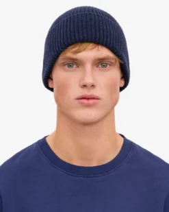 Merino Wool Beanie - Marine Blue