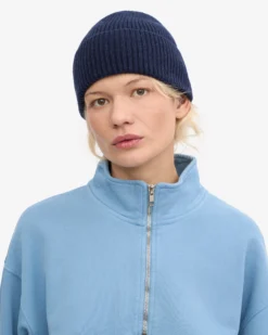 Merino Wool Beanie - Marine Blue