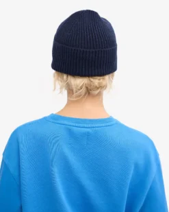 Merino Wool Beanie - Marine Blue