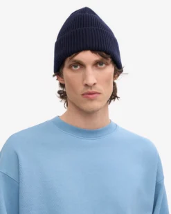 Merino Wool Beanie - Navy Blue