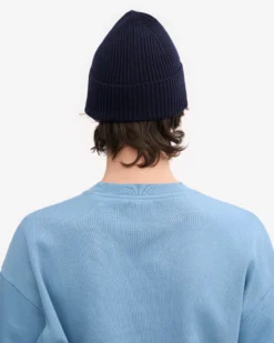 Merino Wool Beanie - Navy Blue