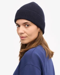 Merino Wool Beanie - Navy Blue