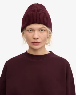 Merino Wool Beanie - Oxblood Red