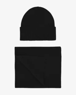 Merino Wool Beanie & Scarf - Deep Black