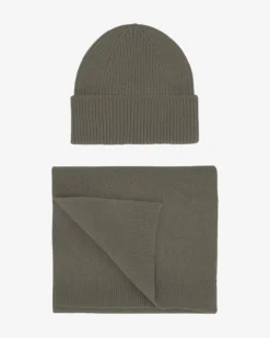 Merino Wool Beanie & Scarf - Dusty Olive