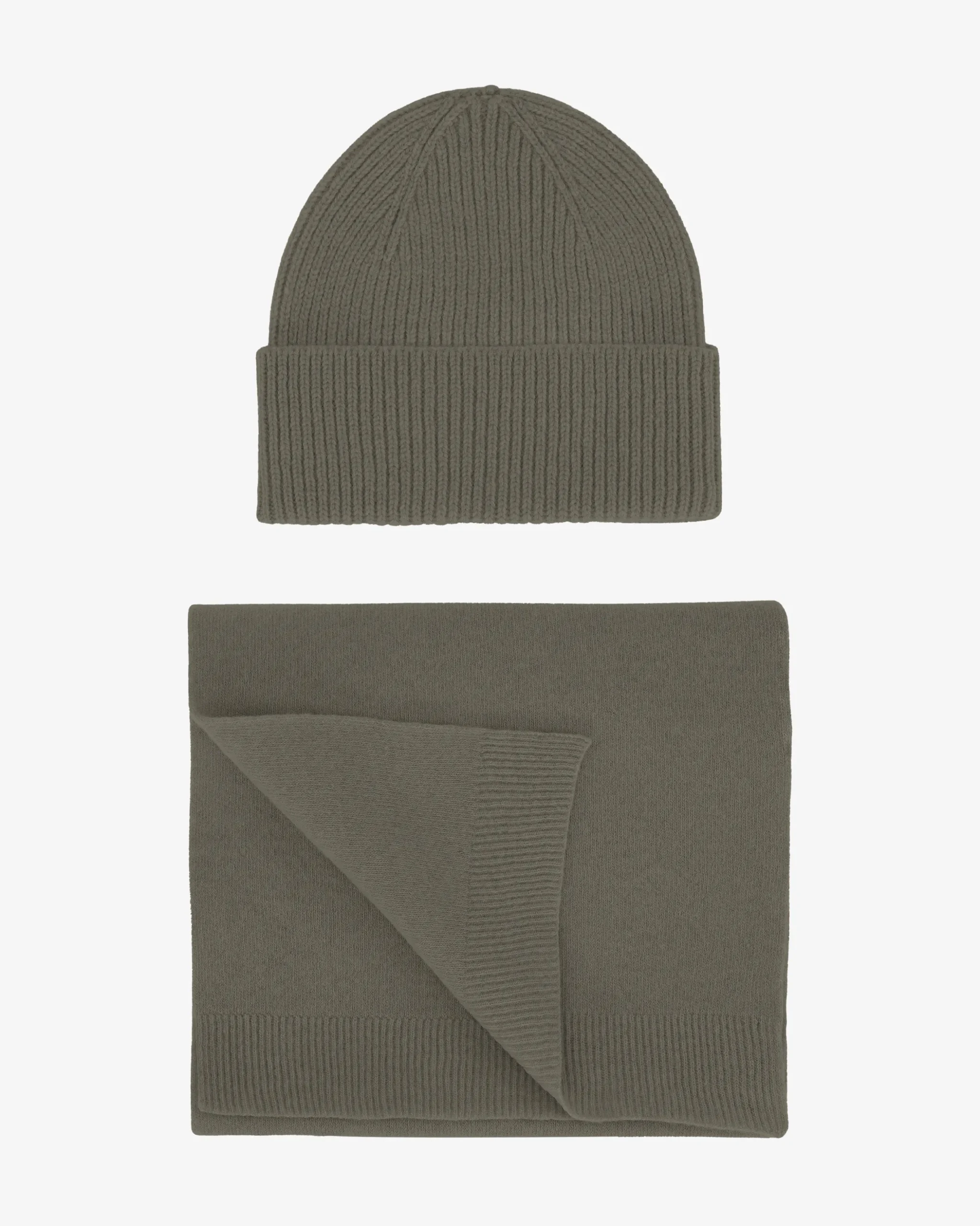 Merino Wool Beanie & Scarf - Dusty Olive