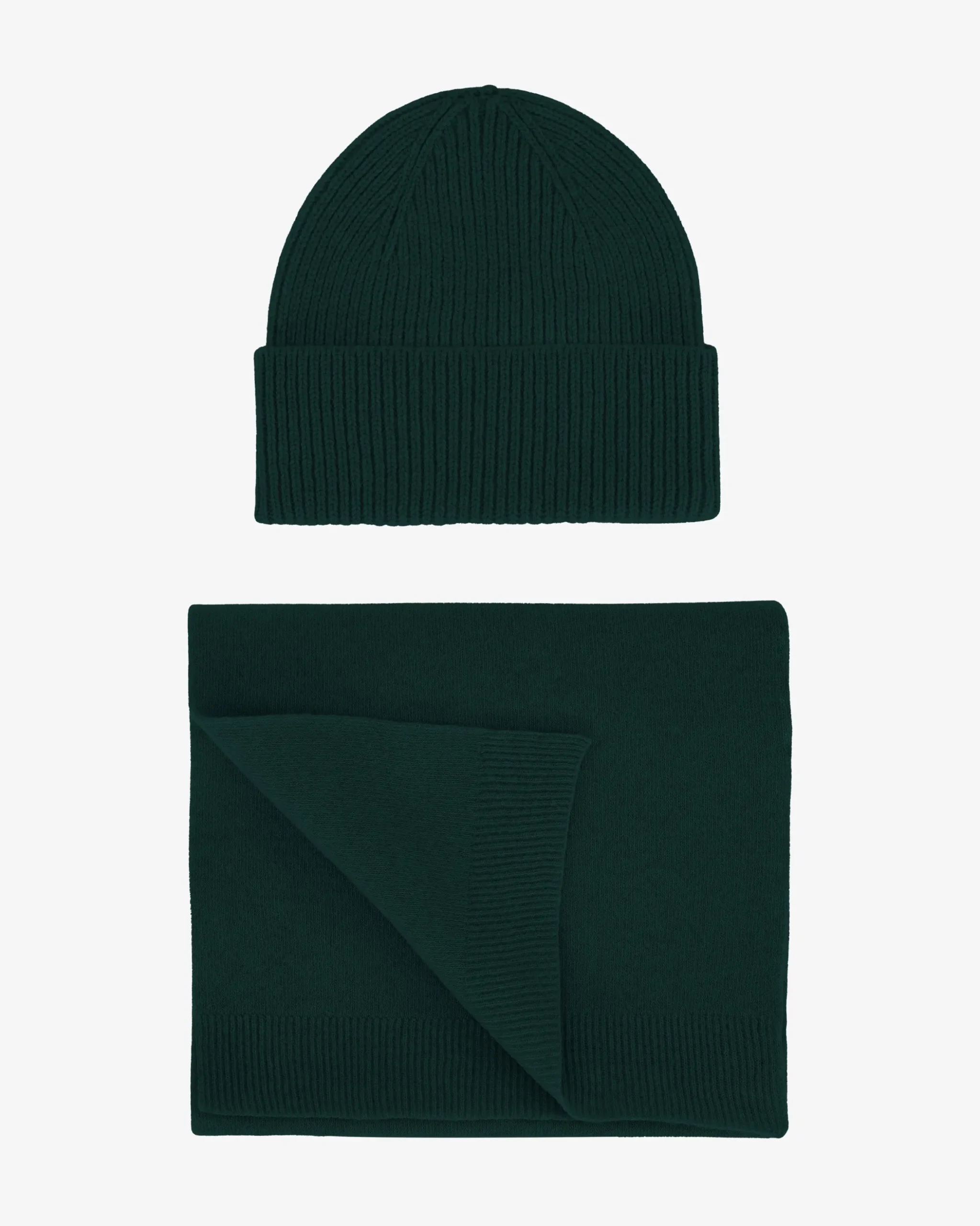 Merino Wool Beanie & Scarf - Emerald Green
