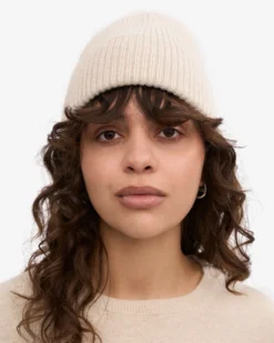 Merino Wool Beanie & Scarf - Ivory White