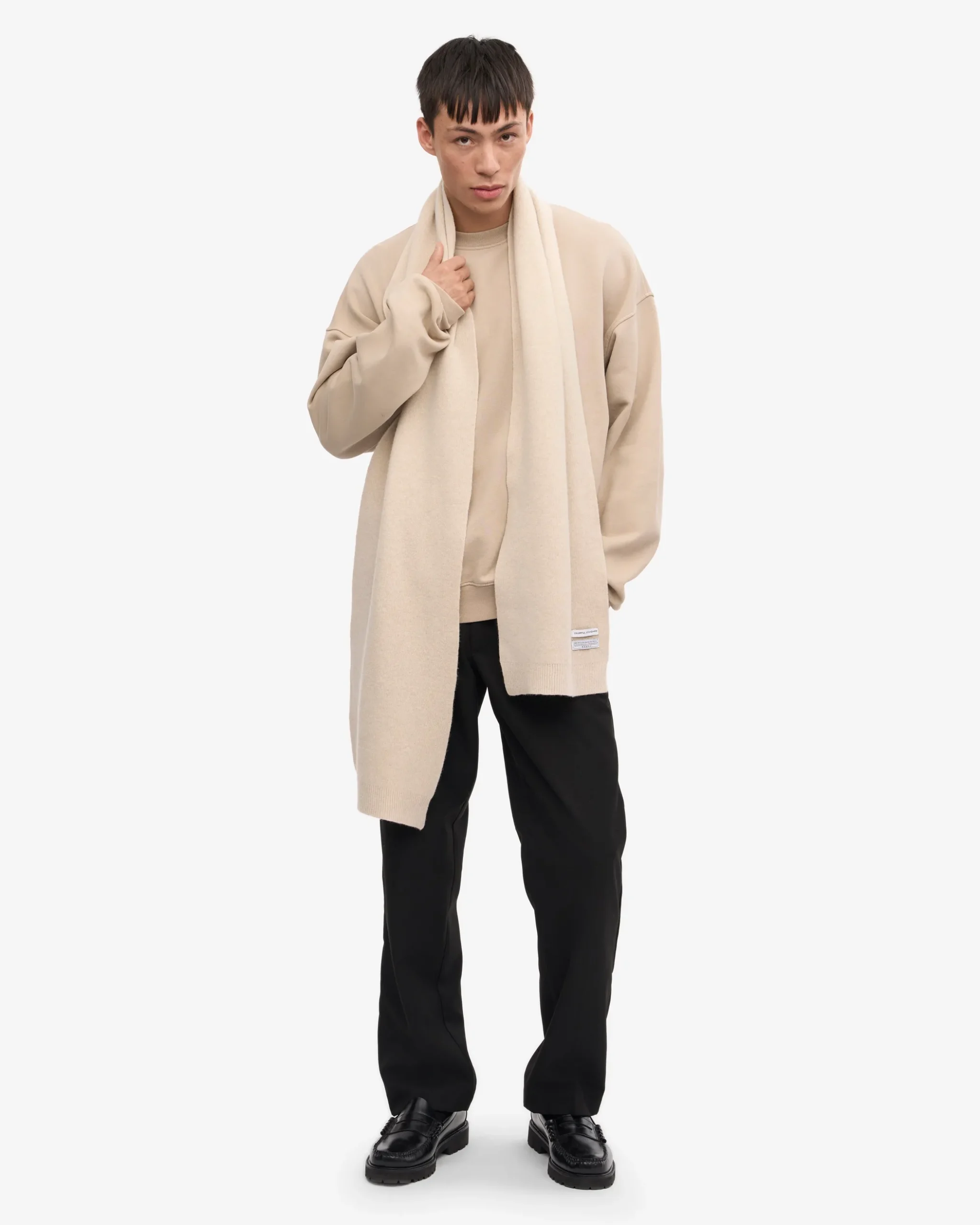 Merino Wool Beanie & Scarf - Ivory White