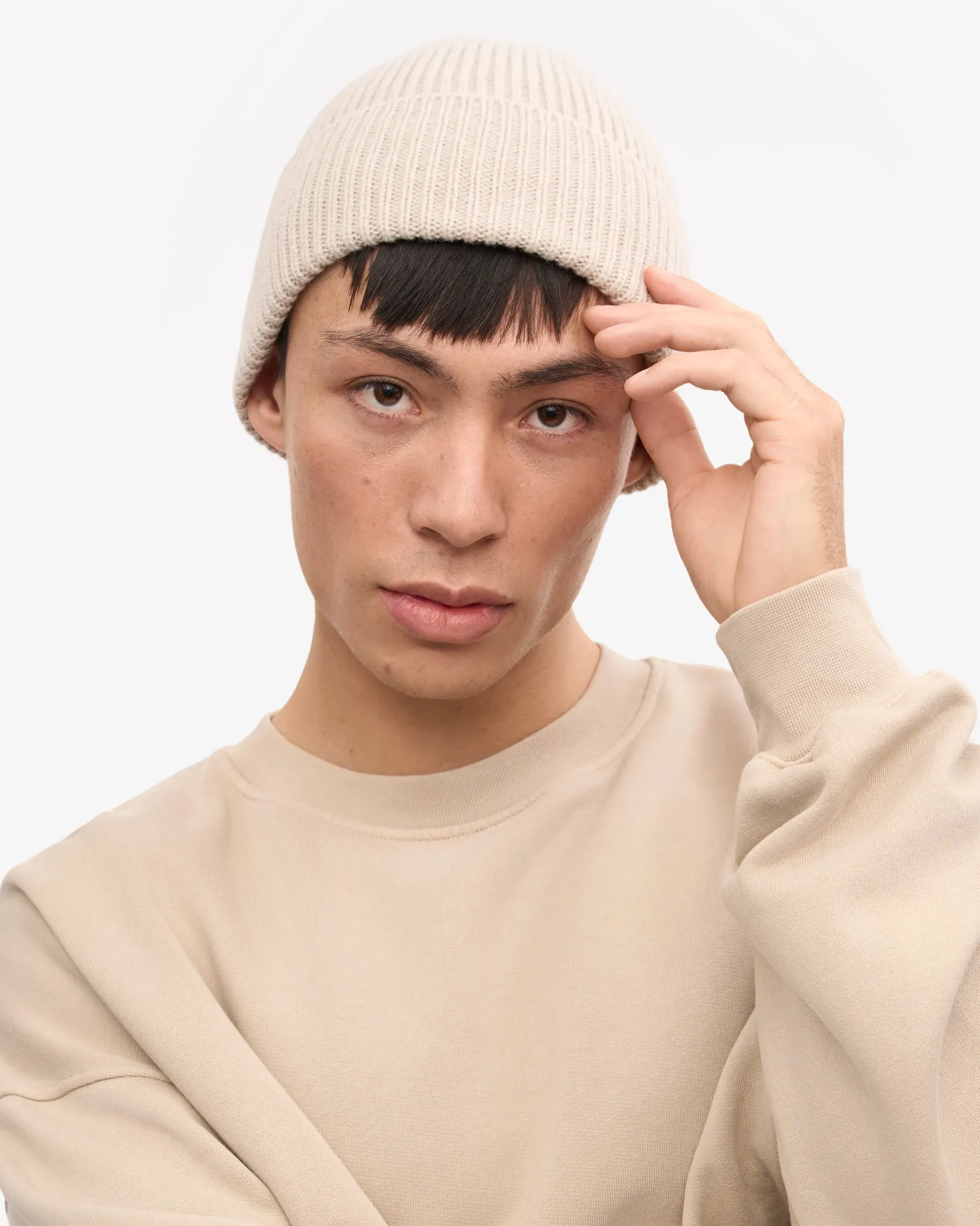 Merino Wool Beanie & Scarf - Ivory White