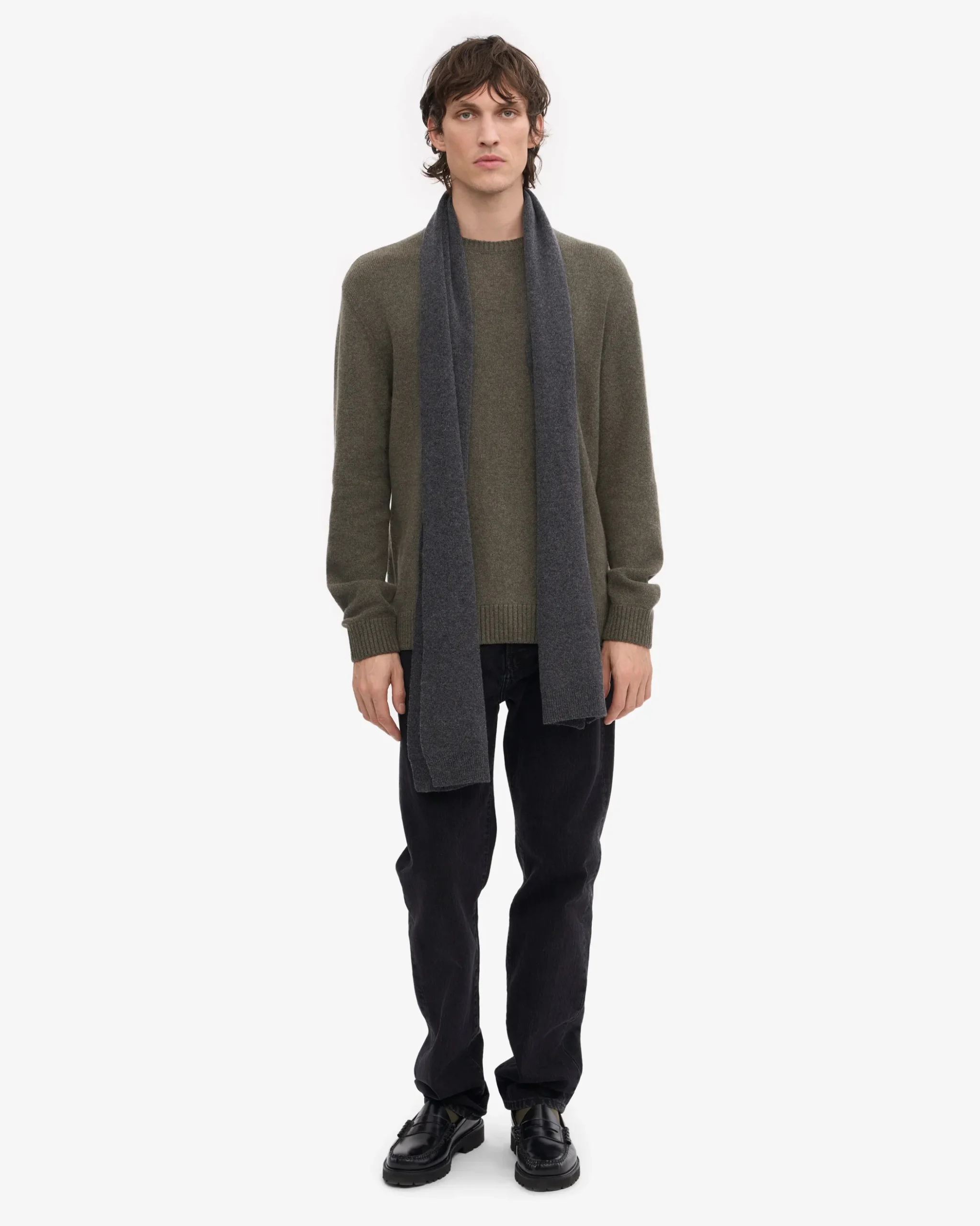 Merino Wool Beanie & Scarf - Lava Grey