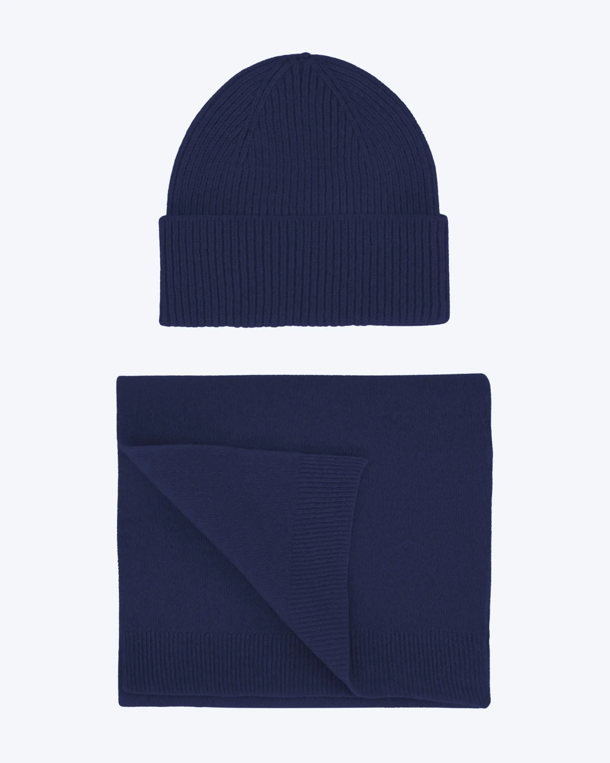Merino Wool Beanie & Scarf - Marine Blue