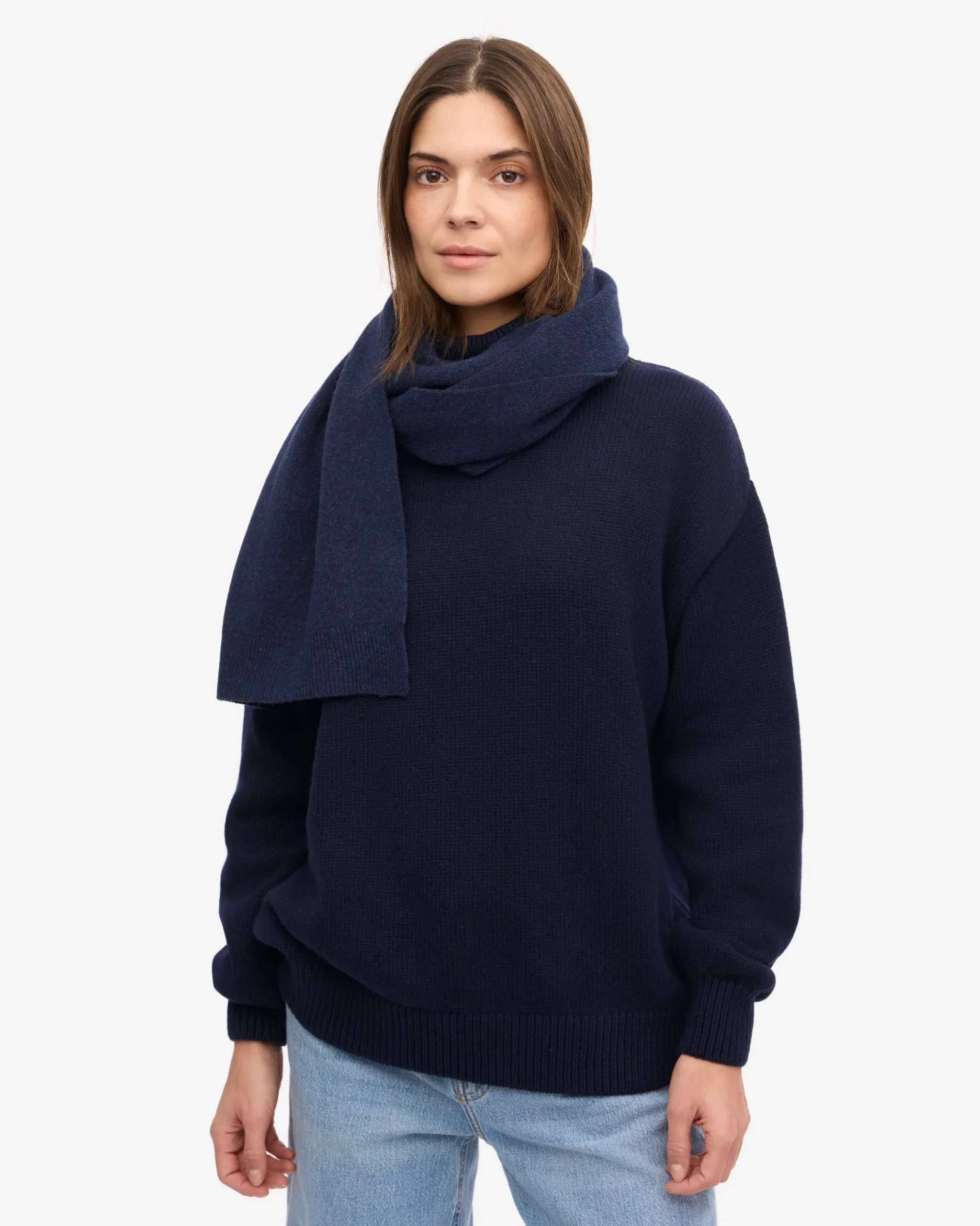 Merino Wool Beanie & Scarf - Marine Blue