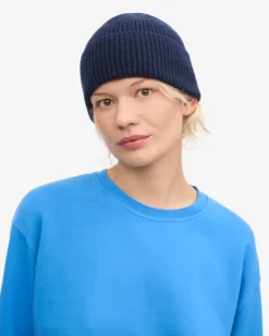 Merino Wool Beanie & Scarf - Marine Blue