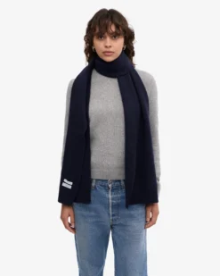 Merino Wool Beanie & Scarf - Navy Blue