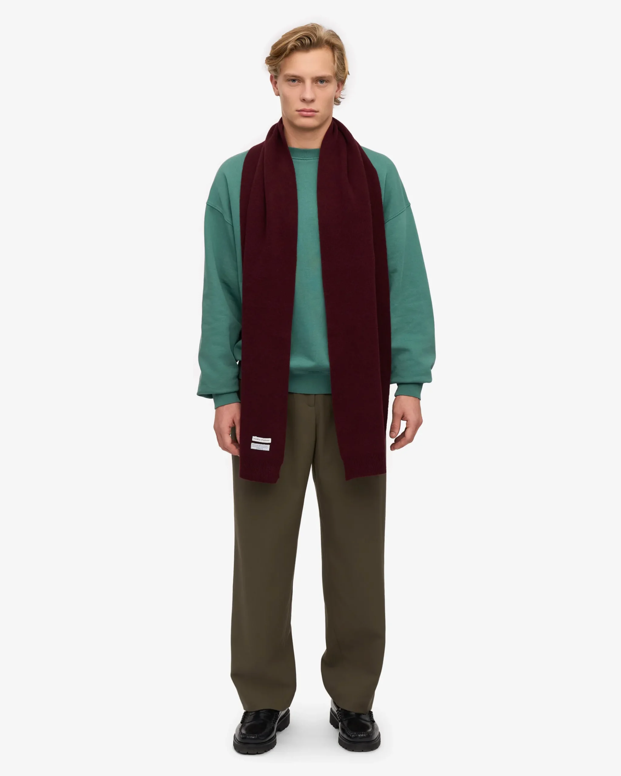 Merino Wool Beanie & Scarf - Oxblood Red
