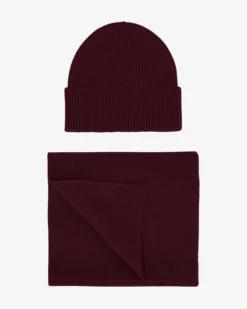 Merino Wool Beanie & Scarf - Oxblood Red