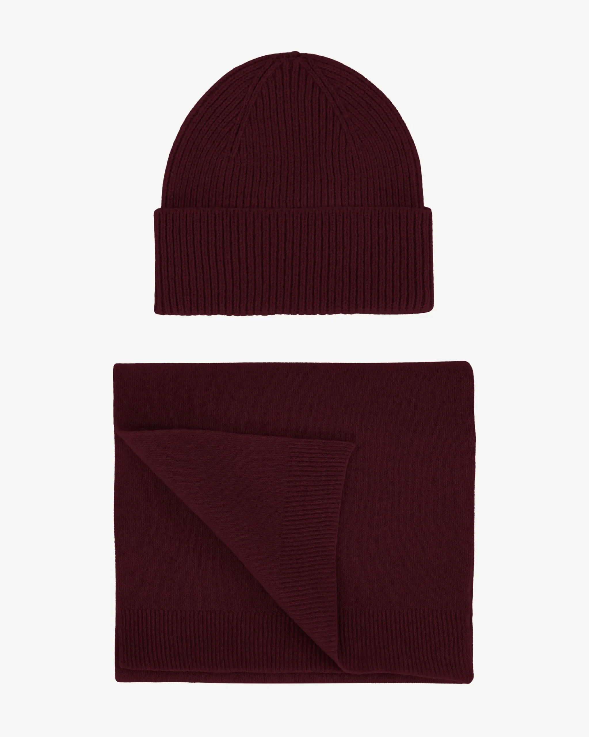 Merino Wool Beanie & Scarf - Oxblood Red
