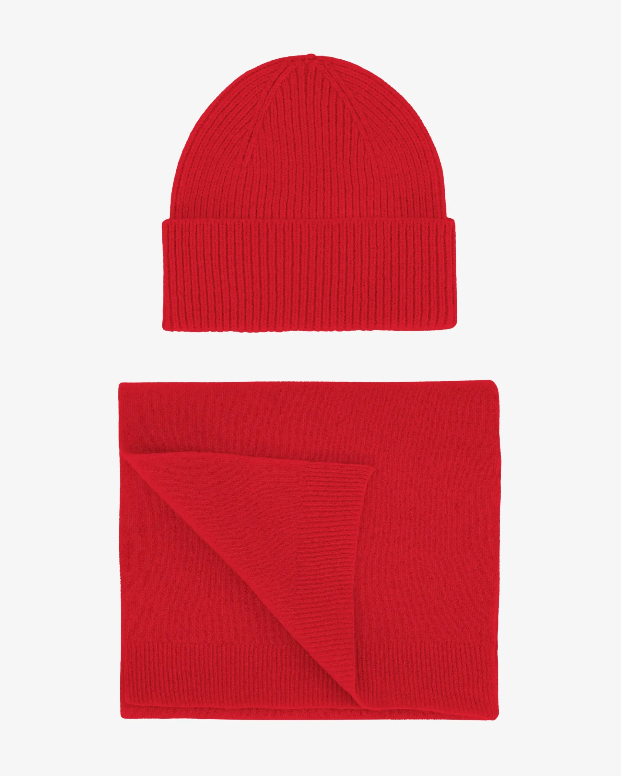 Merino Wool Beanie & Scarf - Scarlet Red