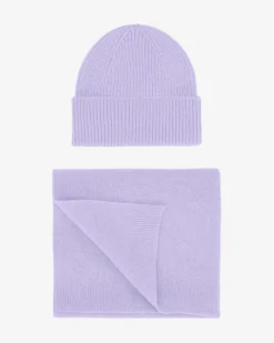 Merino Wool Beanie & Scarf - Soft Lavender