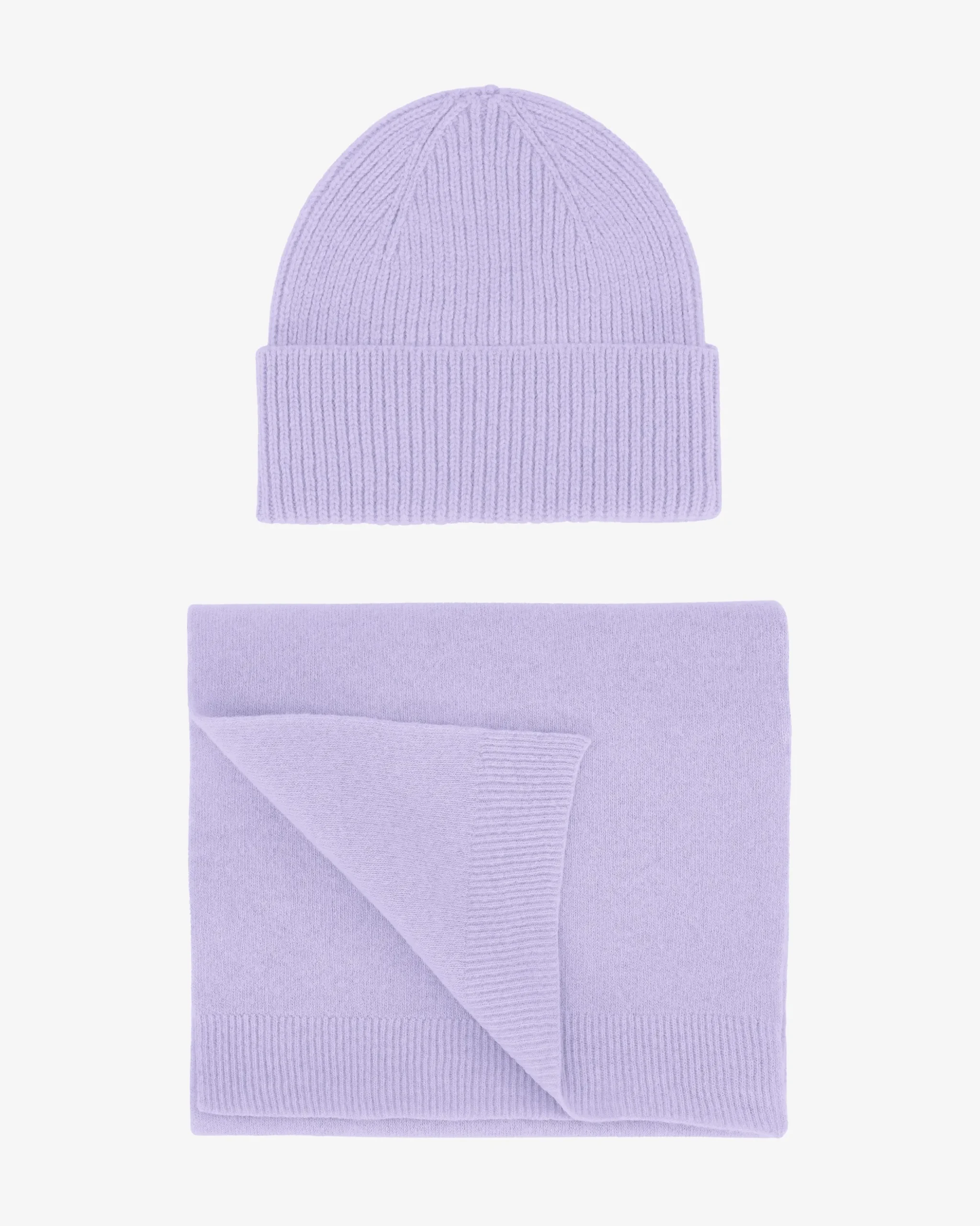 Merino Wool Beanie & Scarf - Soft Lavender