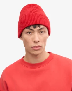 Merino Wool Beanie - Scarlet Red