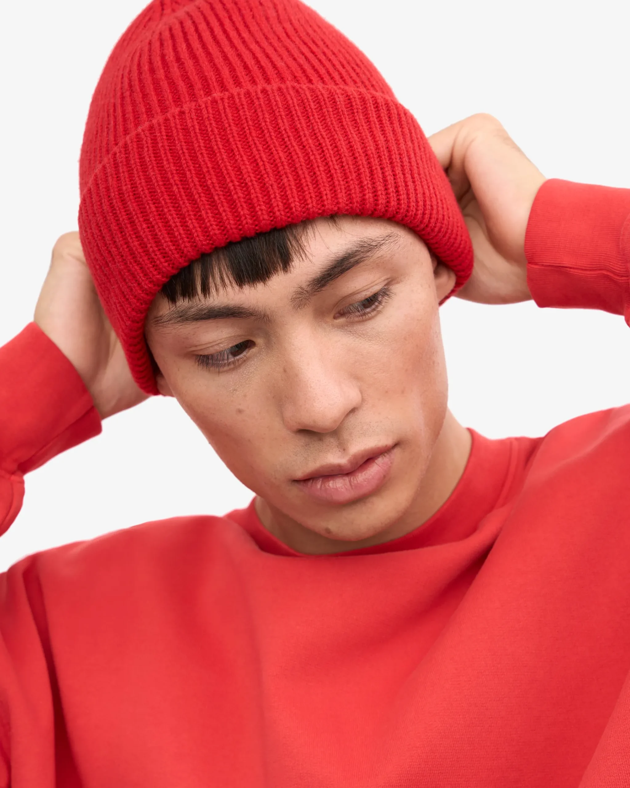 Merino Wool Beanie - Scarlet Red