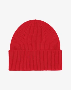 Merino Wool Beanie - Scarlet Red