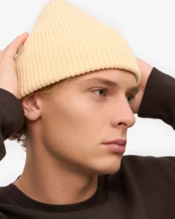Merino Wool Beanie - Soft Yellow