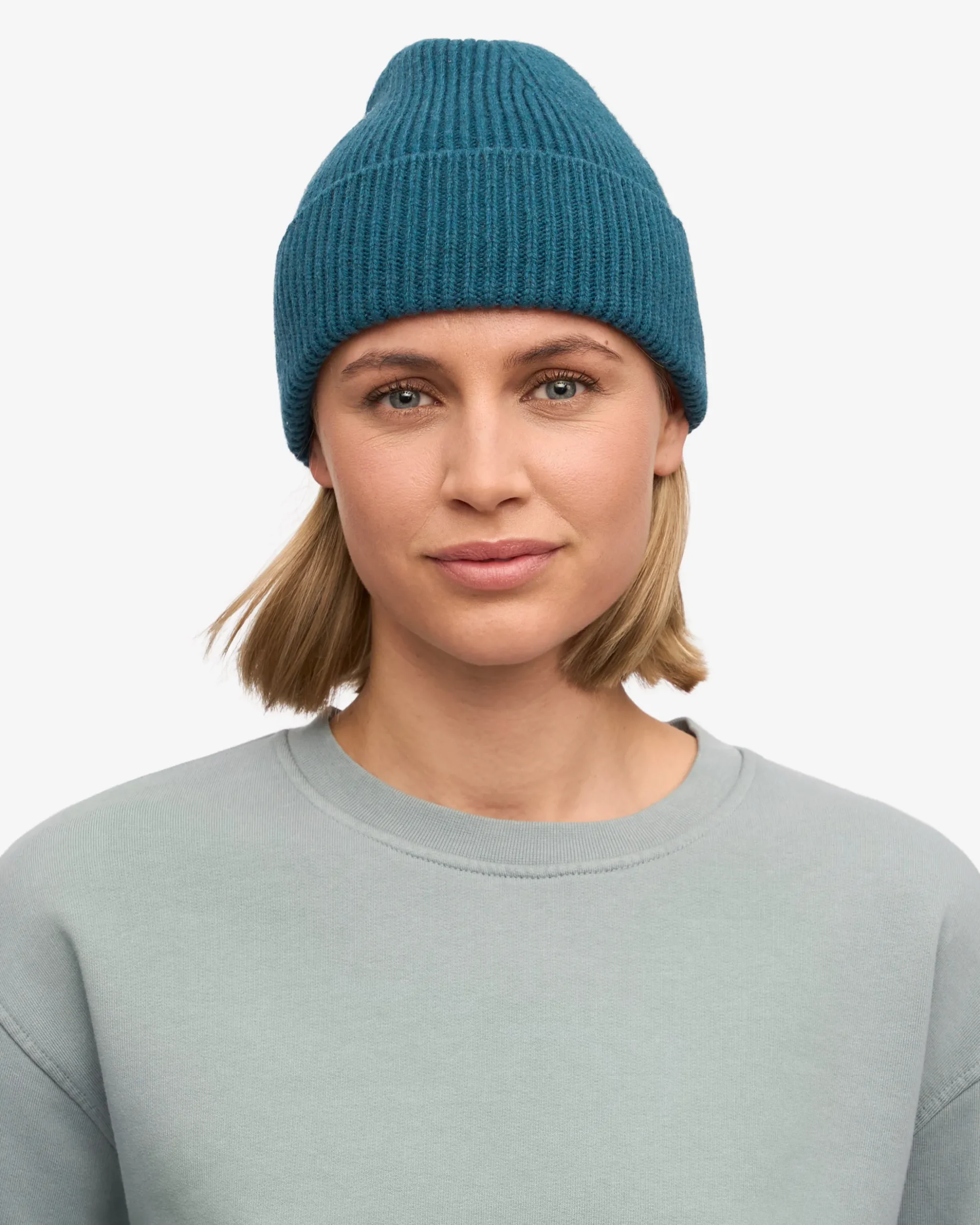 Merino Wool Beanie - Steel Blue
