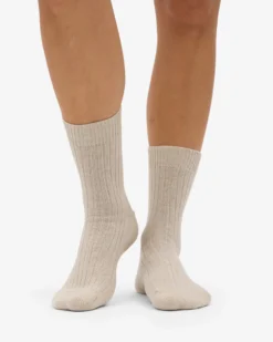 Merino Wool Blend Sock - Ivory White