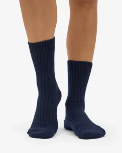 Merino Wool Blend Sock - Navy Blue