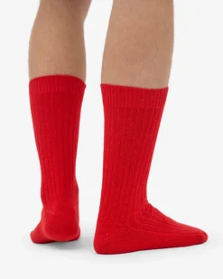 Merino Wool Blend Sock - Red Tangerine