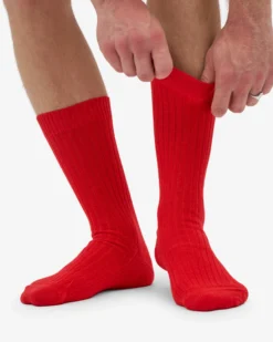 Merino Wool Blend Sock - Red Tangerine