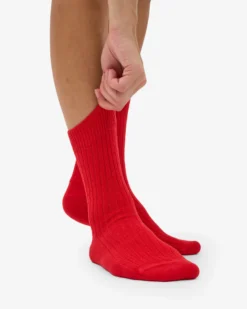 Merino Wool Blend Sock - Red Tangerine