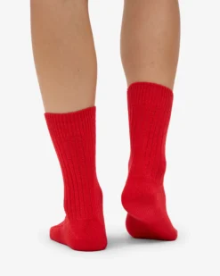 Merino Wool Blend Sock - Red Tangerine