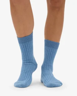 Merino Wool Blend Sock - Seaside Blue