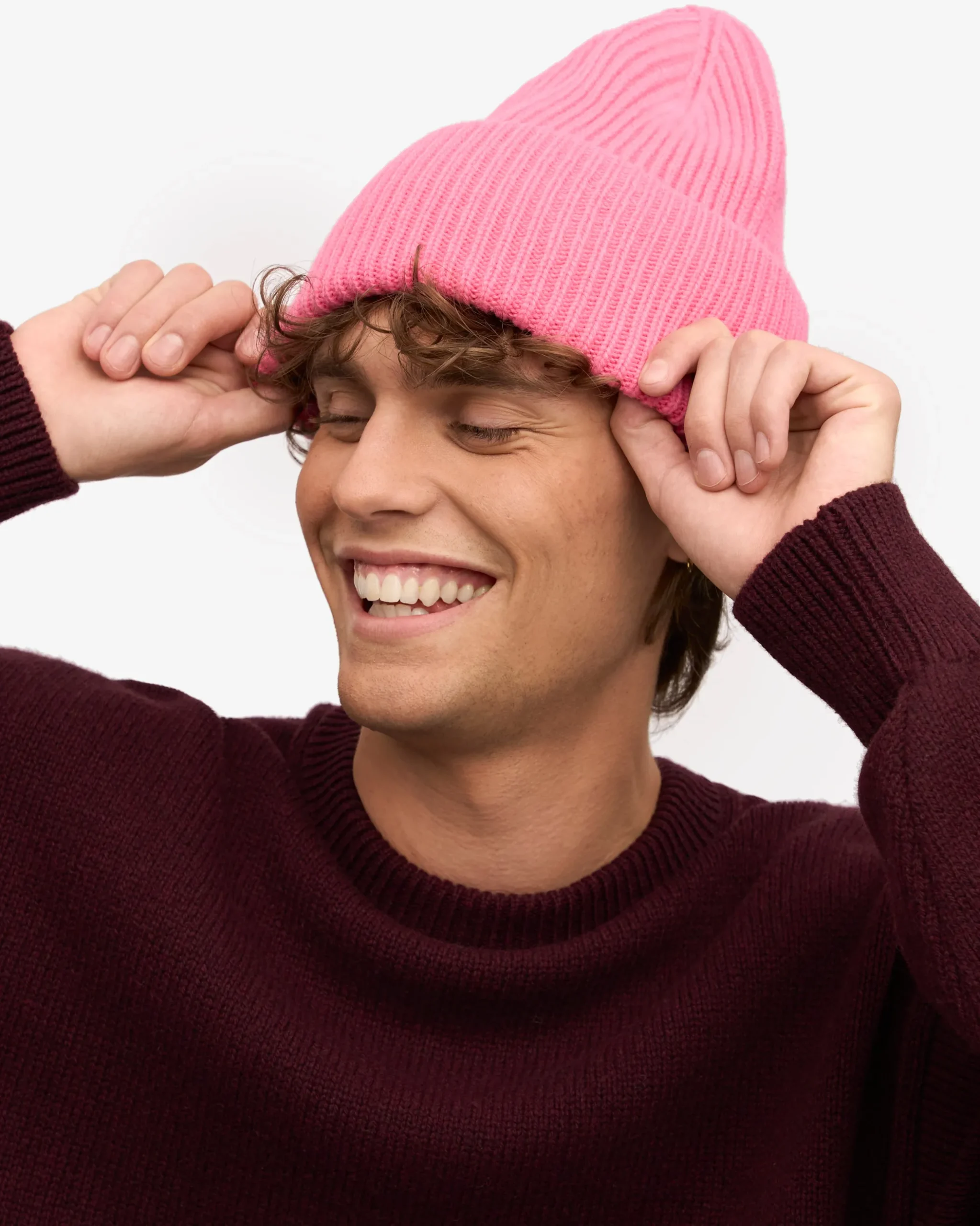 Merino Wool Hat - Bubblegum Pink