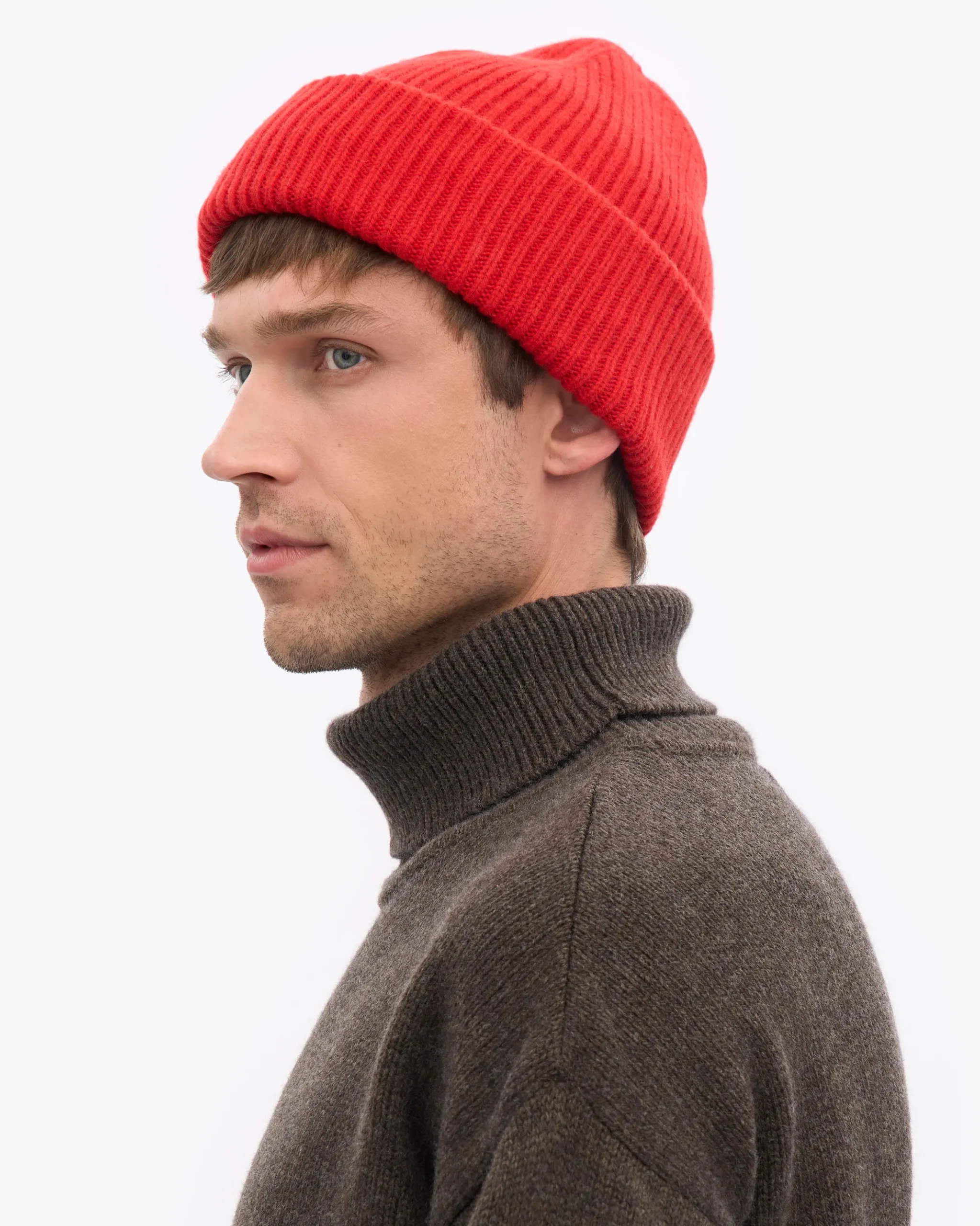 Merino Wool Hat - Red Tangerine