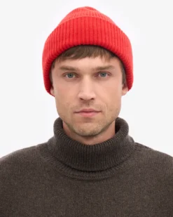 Merino Wool Hat - Red Tangerine